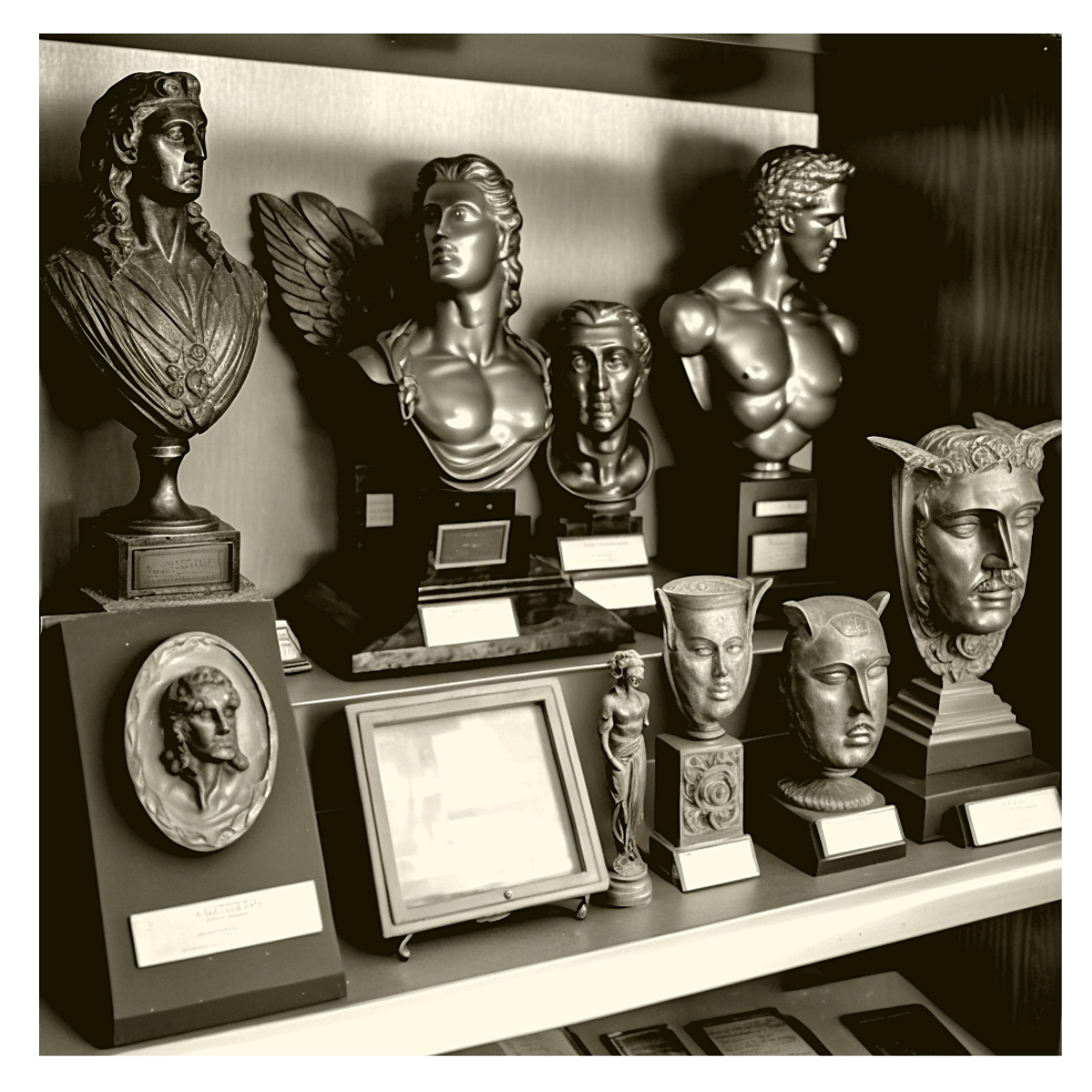 Cabinet filled with awards