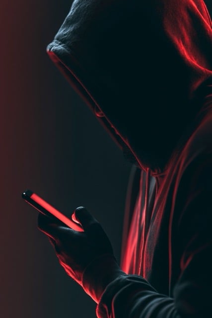 Close up of a hand from a black hoodie man holding an iphone, a red glow from the screen in a dark room. facing away --ar 2:3 --hd --v 8.1 Job ID: ddf798f8-6f82-457e-8b4e-090877ce6a04
